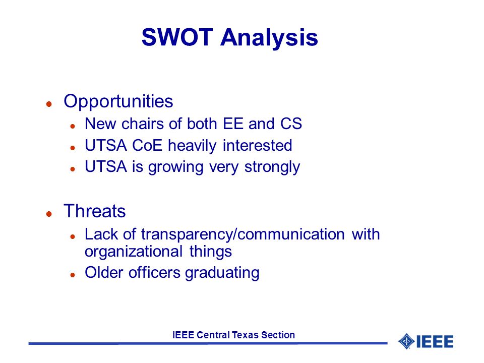 SWOT Analysis Strengths Weaknesses Newly involved officers