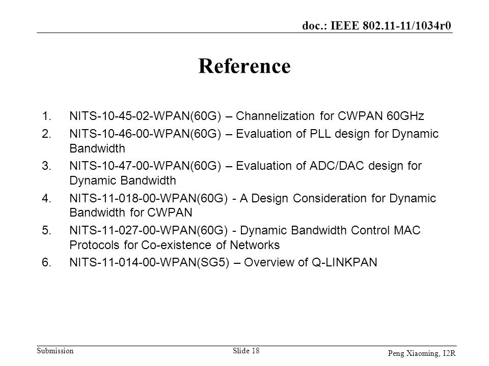 Reference NITS WPAN(60G) – Channelization for CWPAN 60GHz