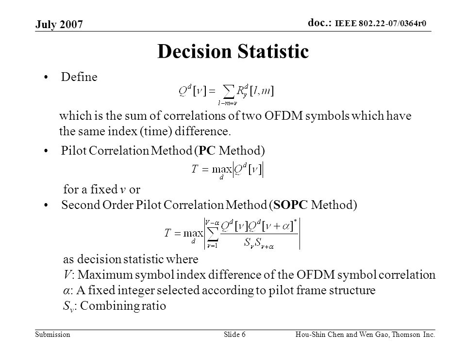 Decision Statistic Define