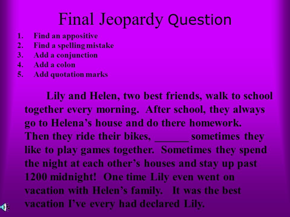 Final Jeopardy Question