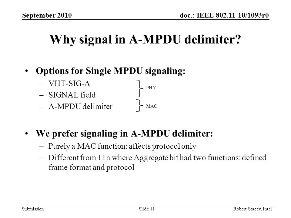 Why signal in A-MPDU delimiter