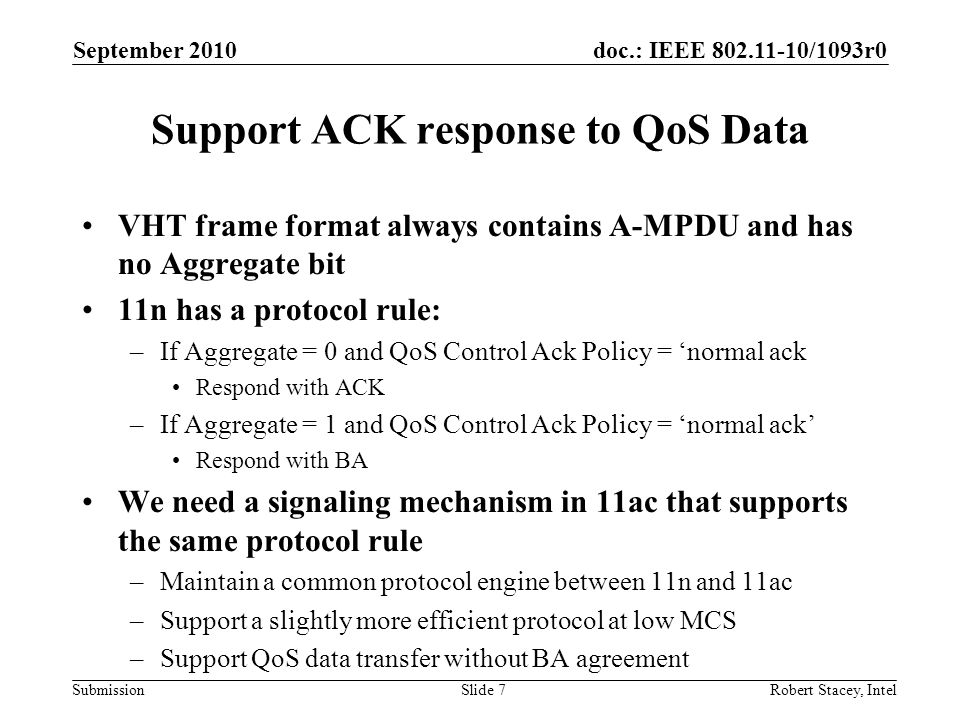 Support ACK response to QoS Data