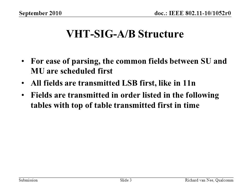 VHT-SIG-A/B Structure