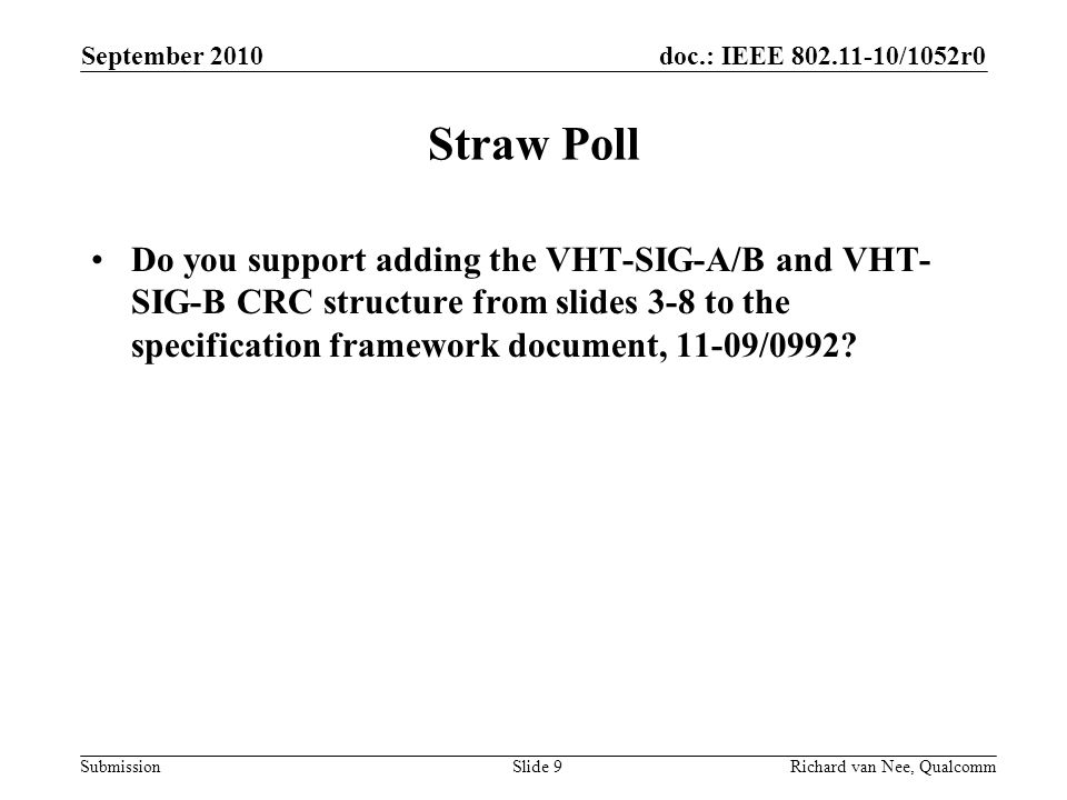 September 2010 Straw Poll.