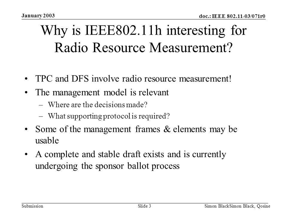 Why is IEEE802.11h interesting for Radio Resource Measurement