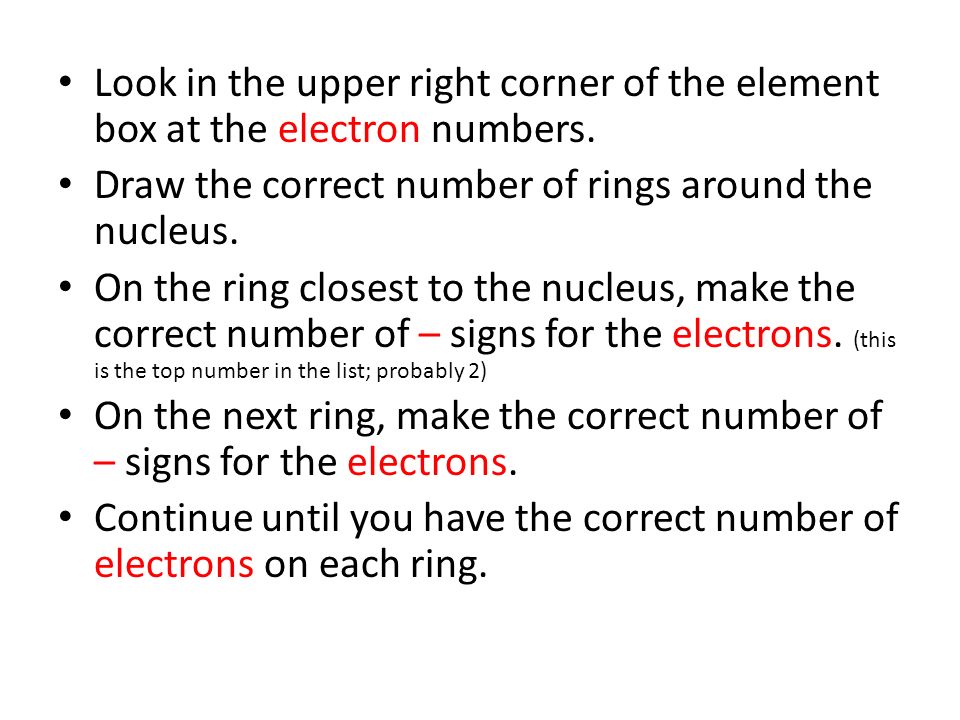 Look in the upper right corner of the element box at the electron numbers.