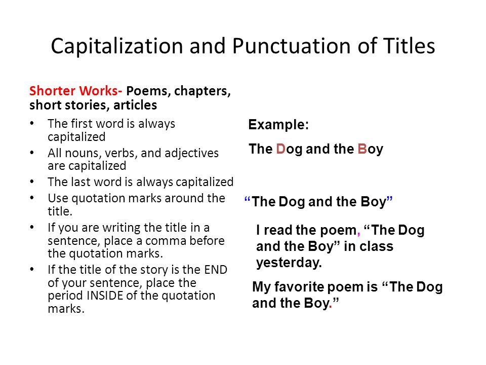 Capitalization and Punctuation of Titles