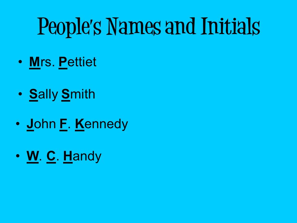 People’s Names and Initials