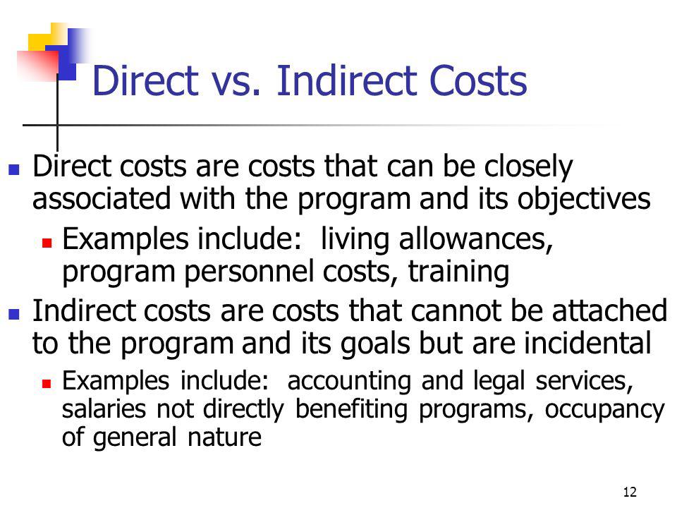 Direct vs. Indirect Costs
