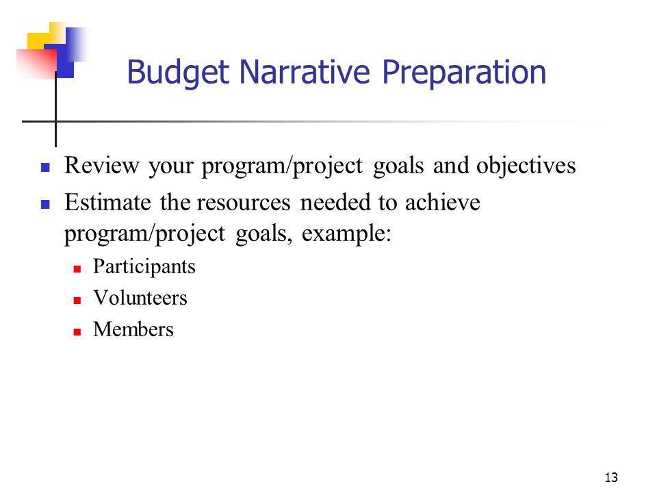 Budget Narrative Preparation