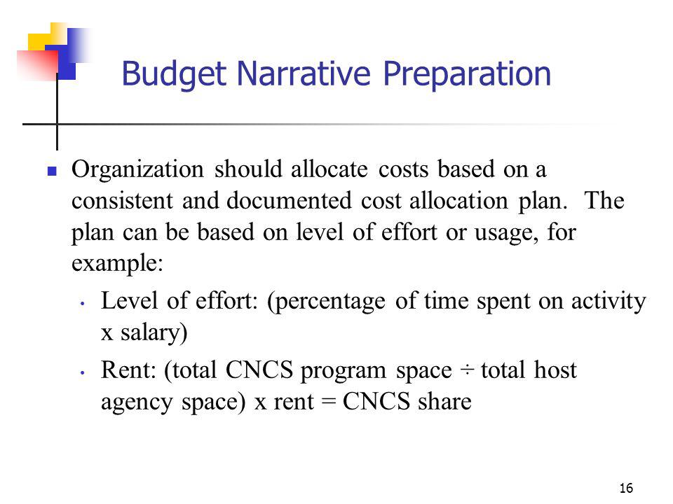 Budget Narrative Preparation
