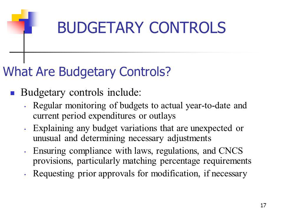 BUDGETARY CONTROLS What Are Budgetary Controls