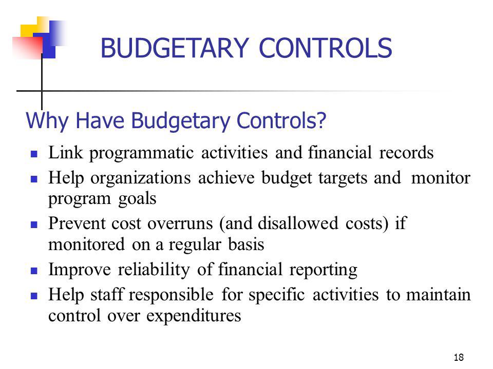 Why Have Budgetary Controls