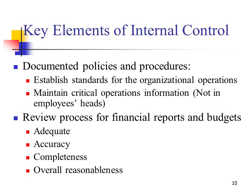 Key Elements of Internal Control