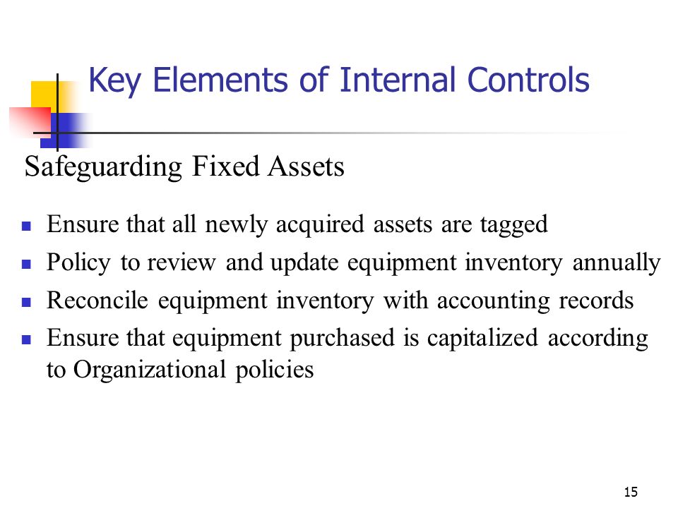 Key Elements of Internal Controls
