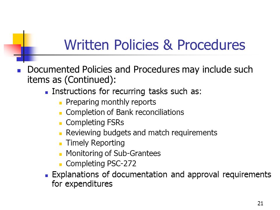 Written Policies & Procedures
