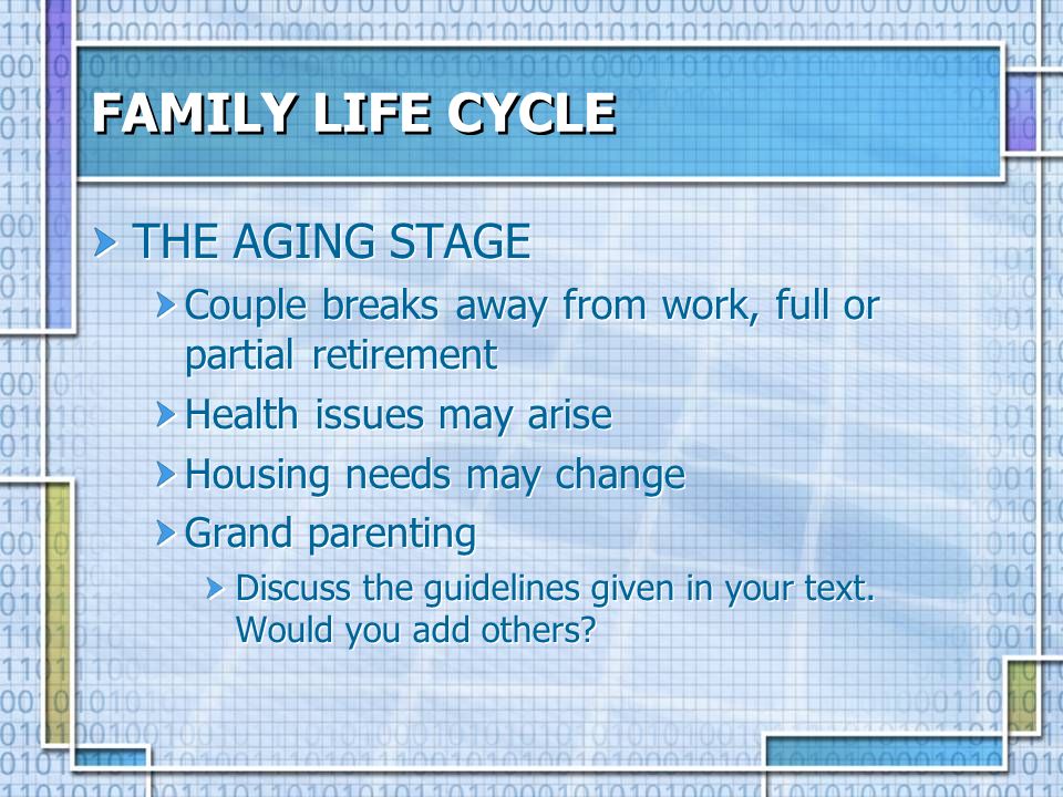 FAMILY LIFE CYCLE THE AGING STAGE