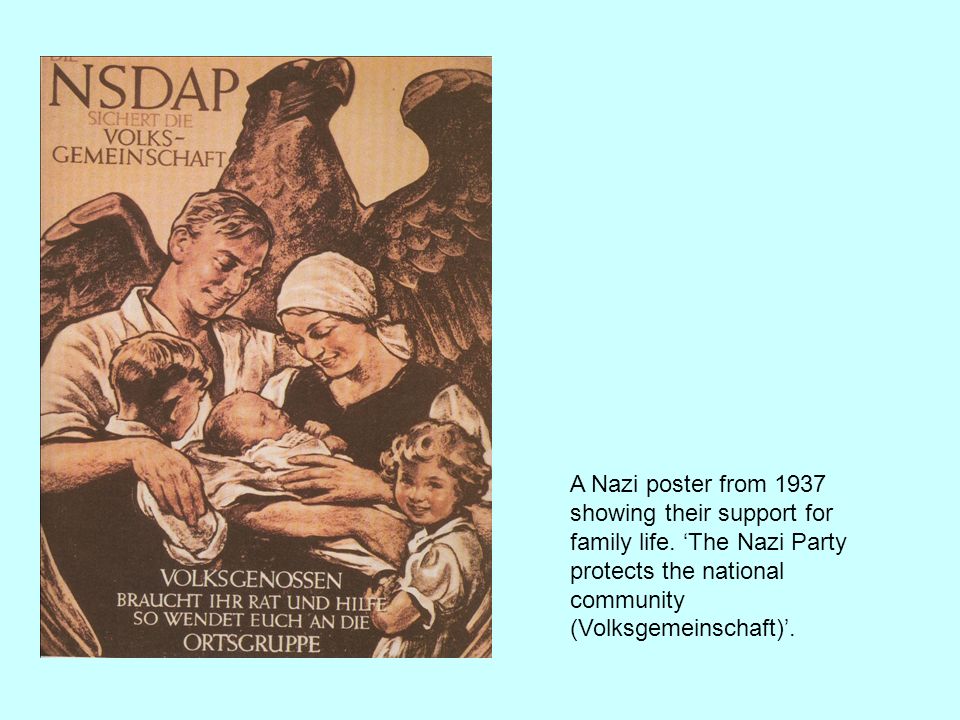 A Nazi poster from 1937 showing their support for family life