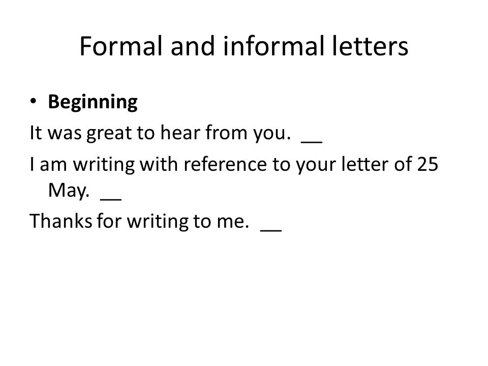 beginning of informal letter