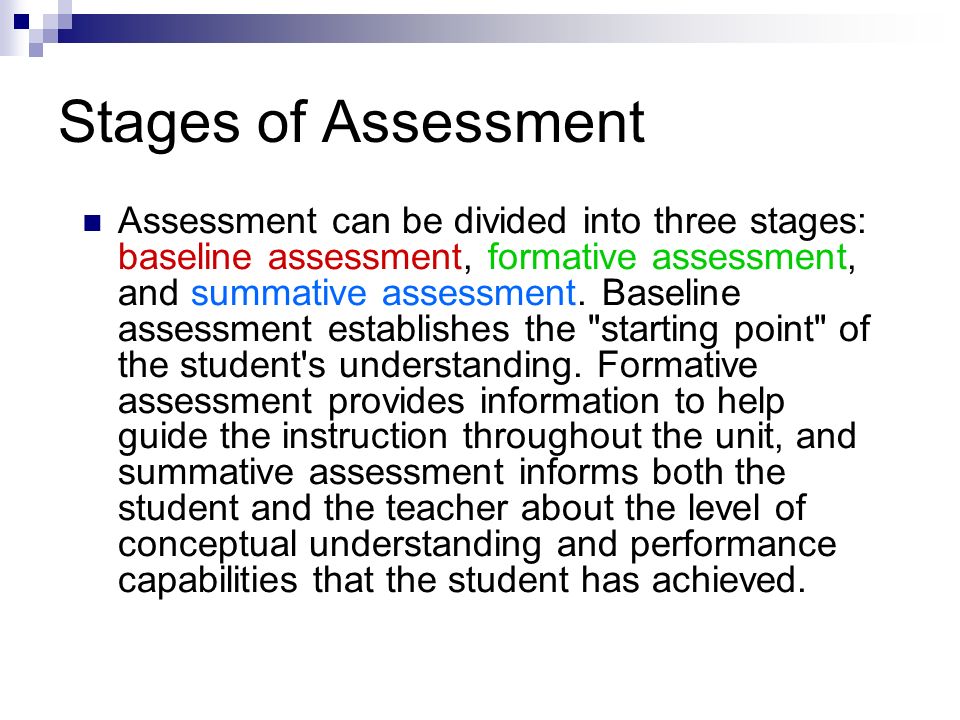 Stages of Assessment