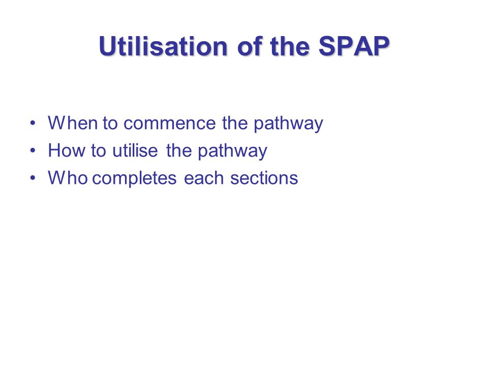 Utilisation of the SPAP