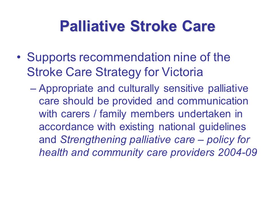 Palliative Stroke Care