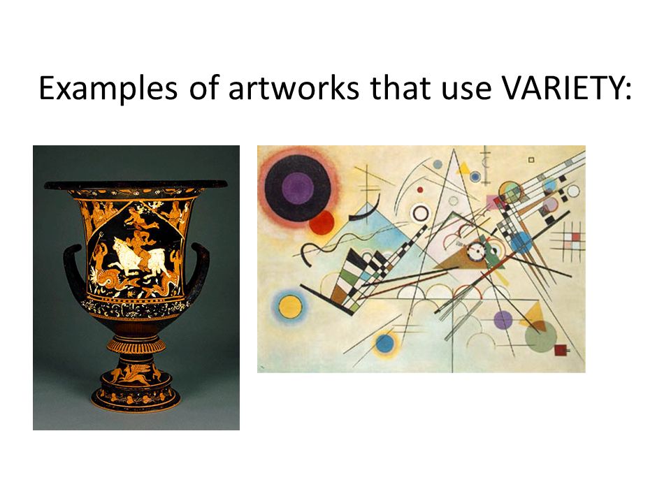 Examples of artworks that use VARIETY: