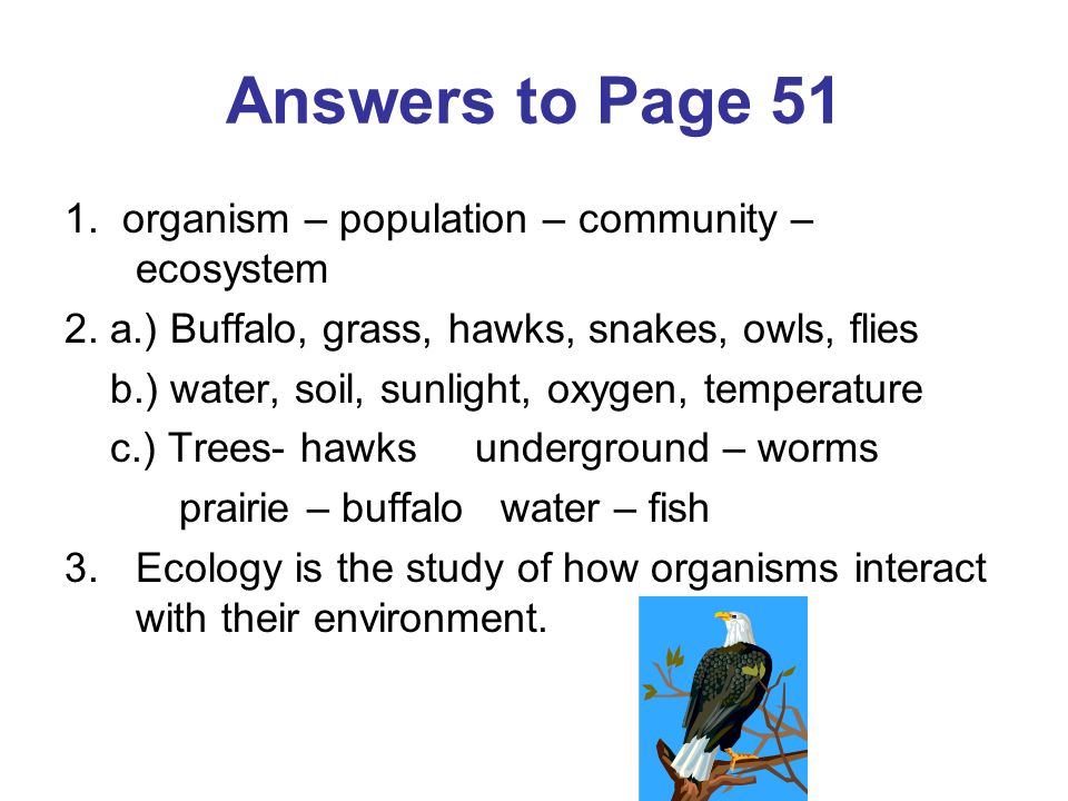 Answers to Page organism – population – community – ecosystem