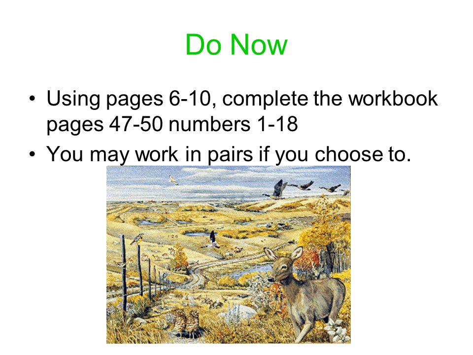 Do Now Using pages 6-10, complete the workbook pages numbers 1-18.