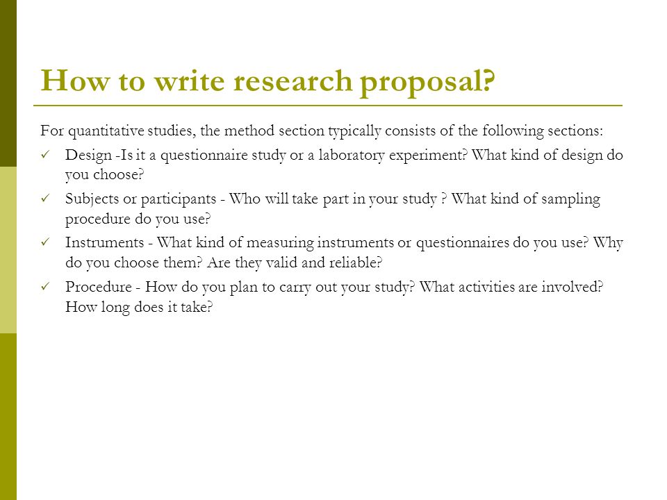 how to write a quantitative research proposal