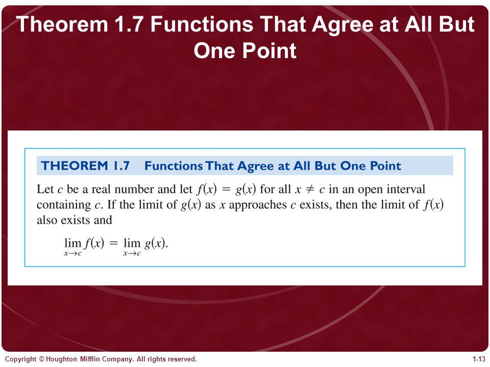 Theorem 1.7 Functions That Agree at All But One Point