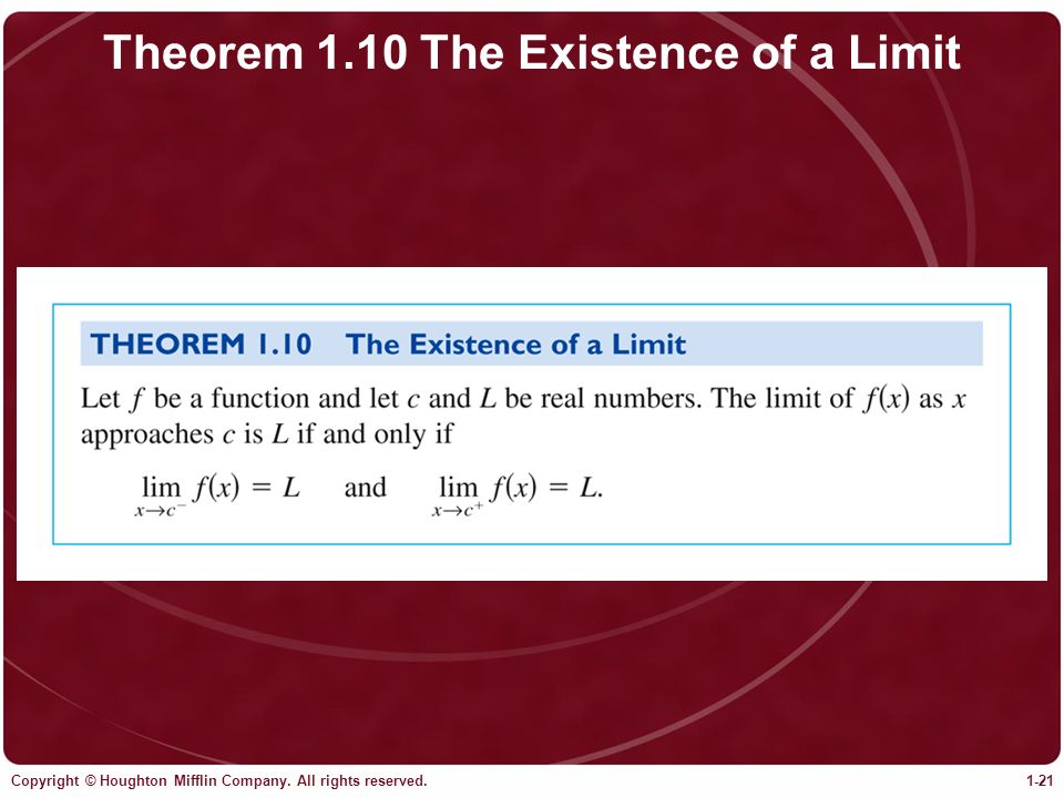 Theorem 1.10 The Existence of a Limit