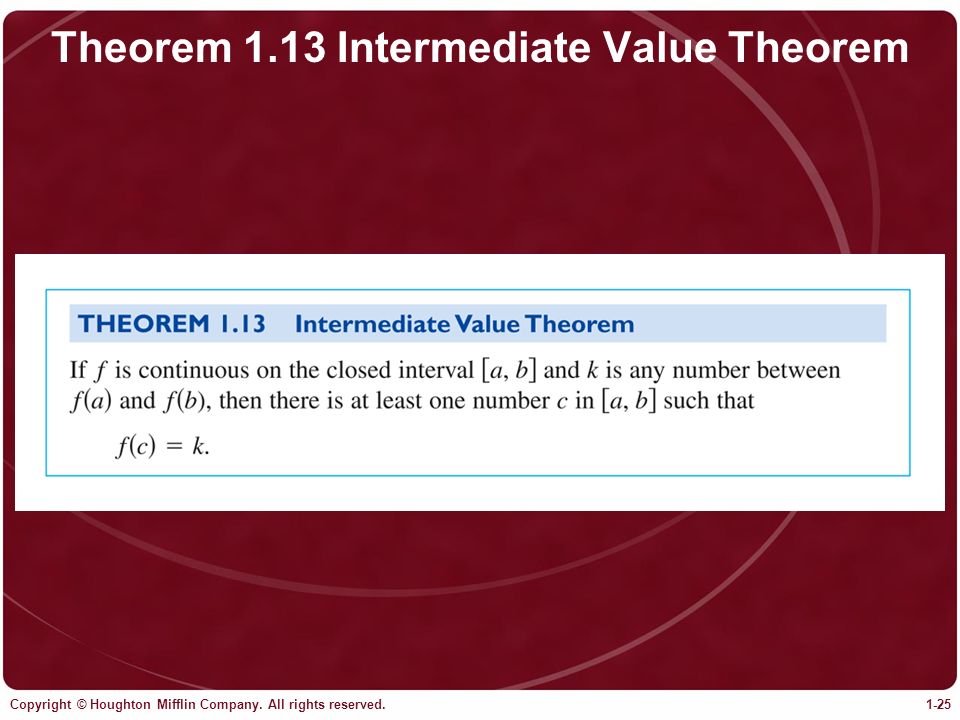 Theorem 1.13 Intermediate Value Theorem
