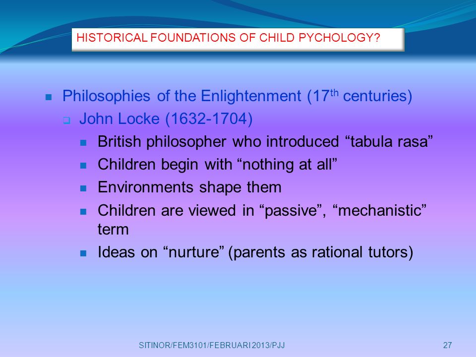 Philosophies of the Enlightenment (17th centuries)