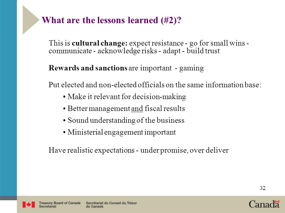 What are the lessons learned (#2)