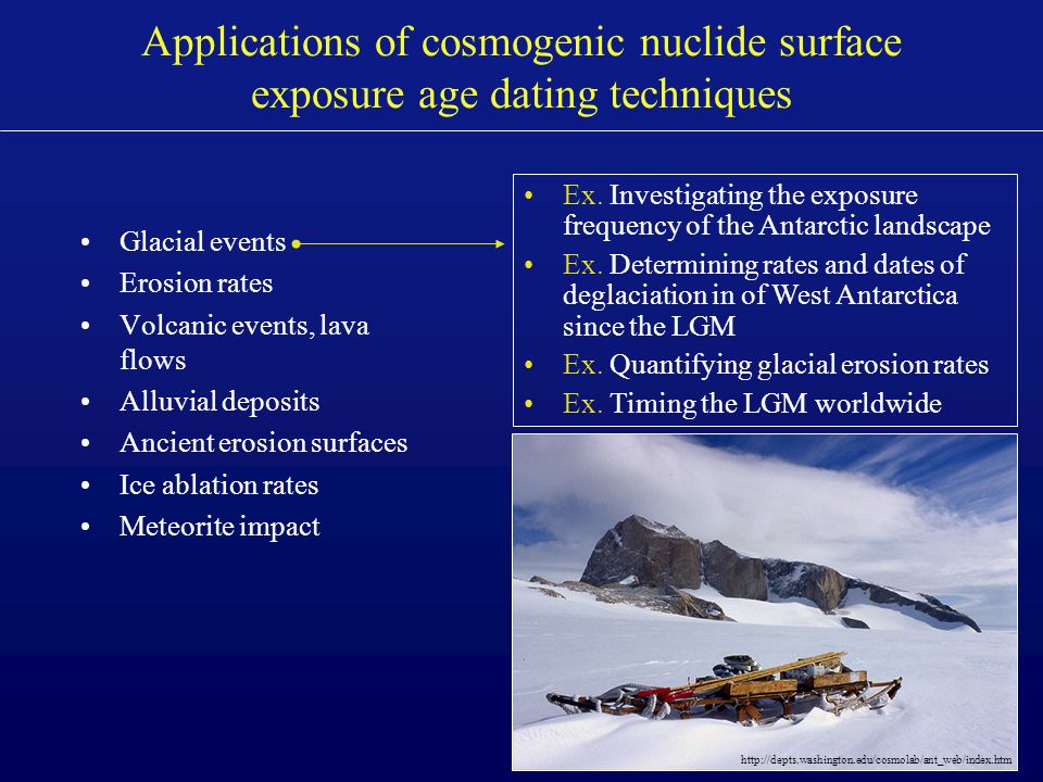 Applications of cosmogenic nuclide surface exposure age dating techniques