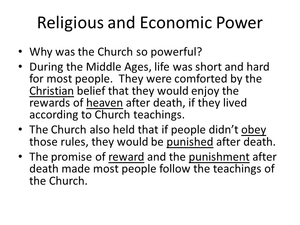 Religious and Economic Power