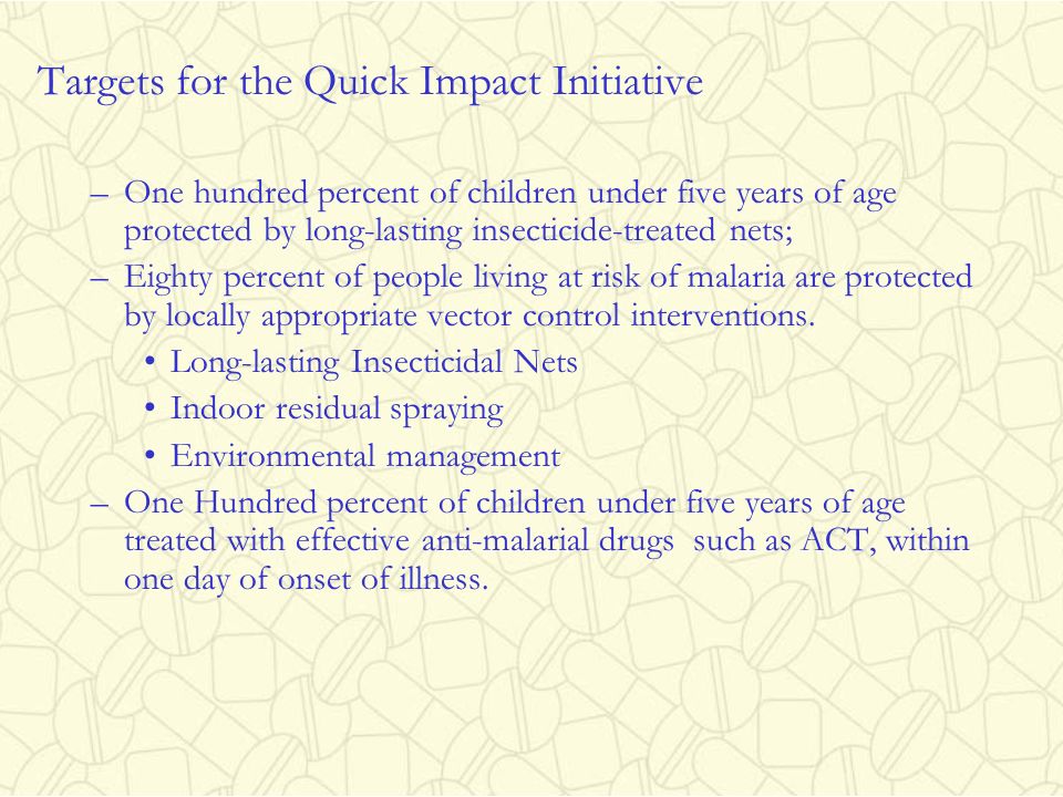 Targets for the Quick Impact Initiative