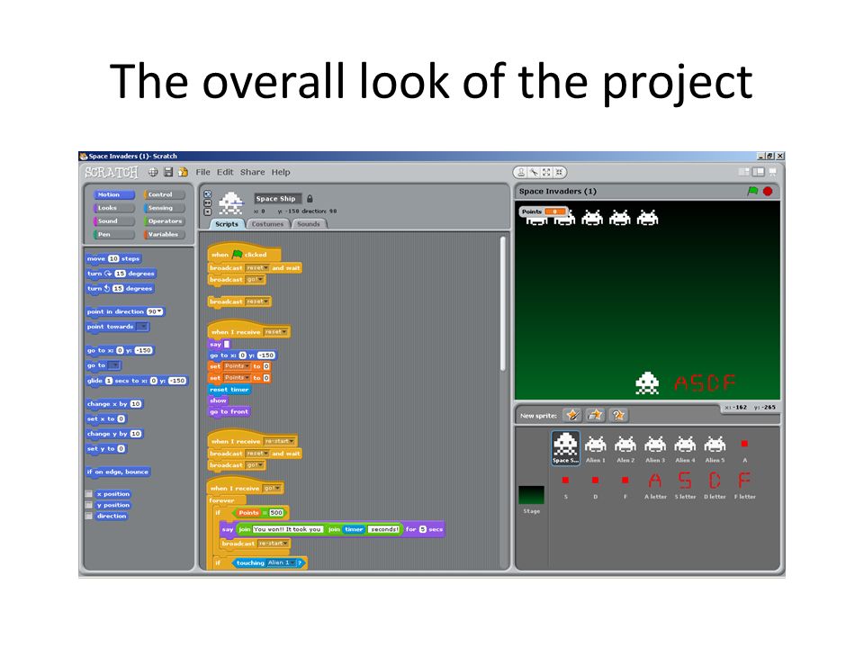 scratch space invaders code