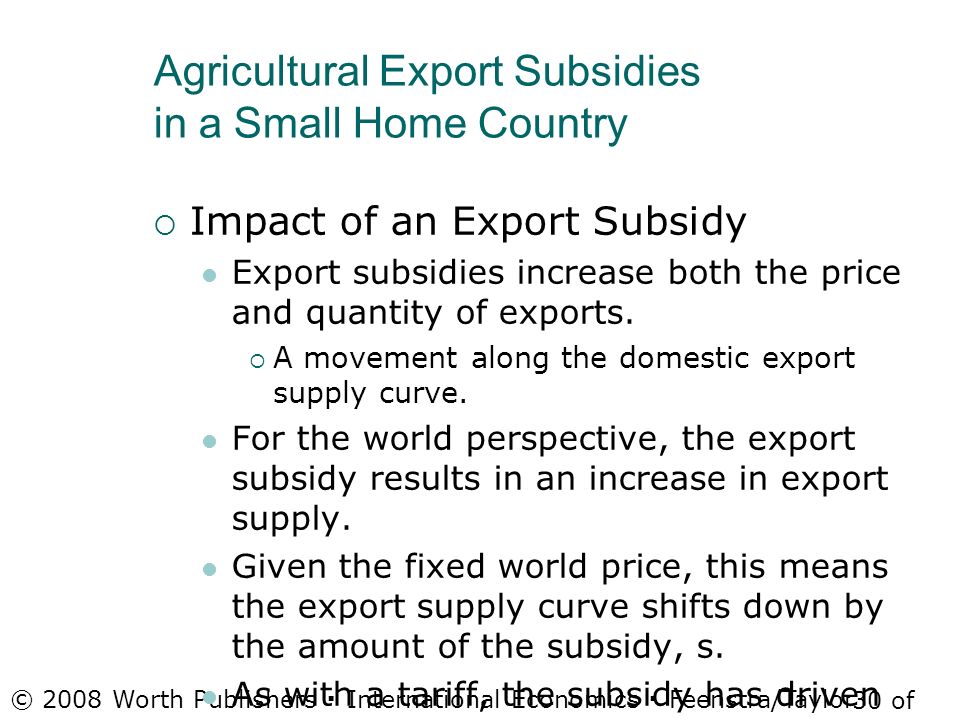 Agricultural Export Subsidies in a Small Home Country