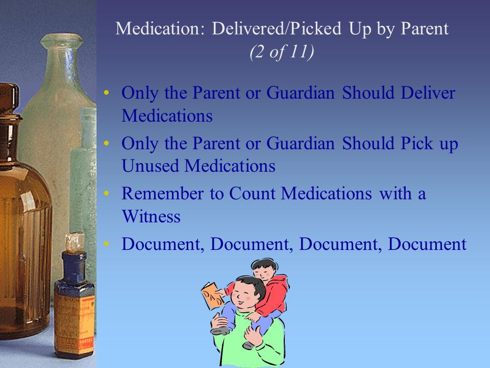 Medication: Delivered/Picked Up by Parent (2 of 11)