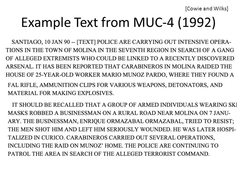 Example Text from MUC-4 (1992)