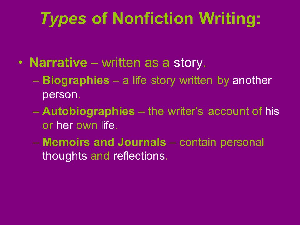 Types of Nonfiction Writing: