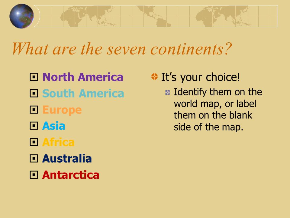 What are the seven continents
