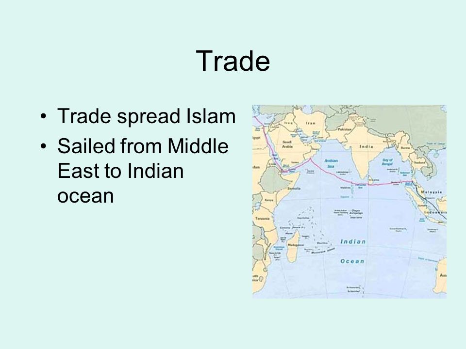 Trade Trade spread Islam Sailed from Middle East to Indian ocean