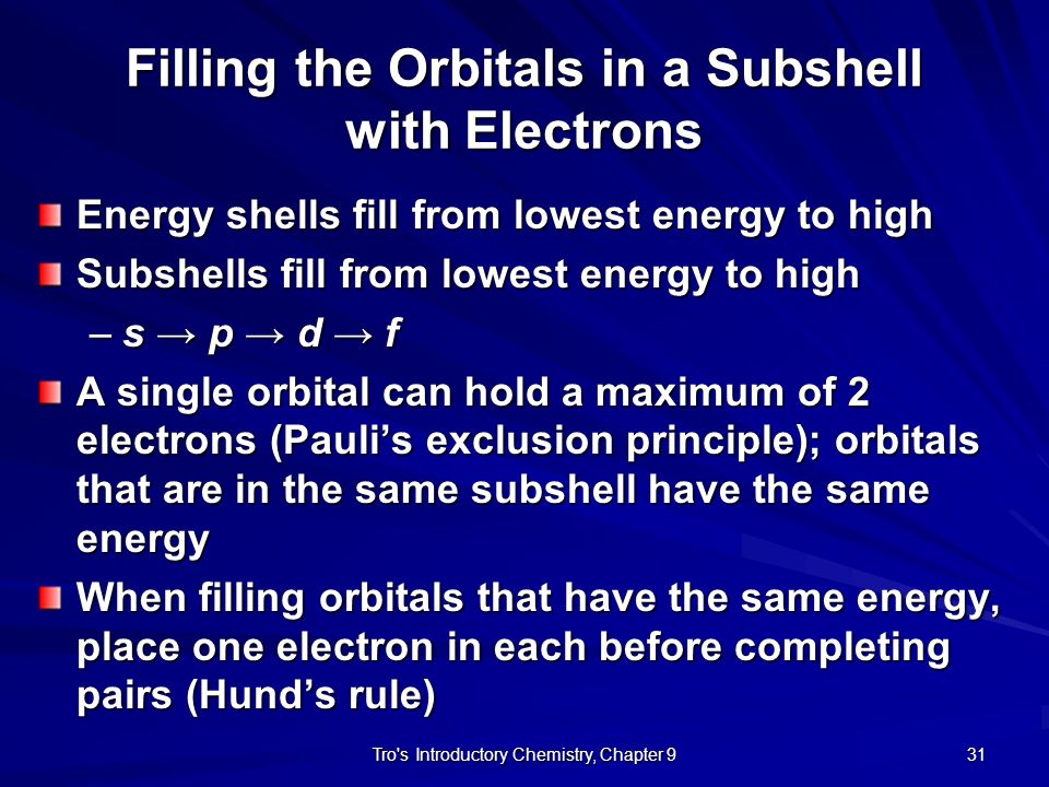 Filling the Orbitals in a Subshell with Electrons