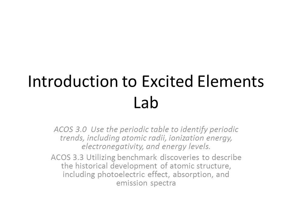 Introduction to Excited Elements Lab