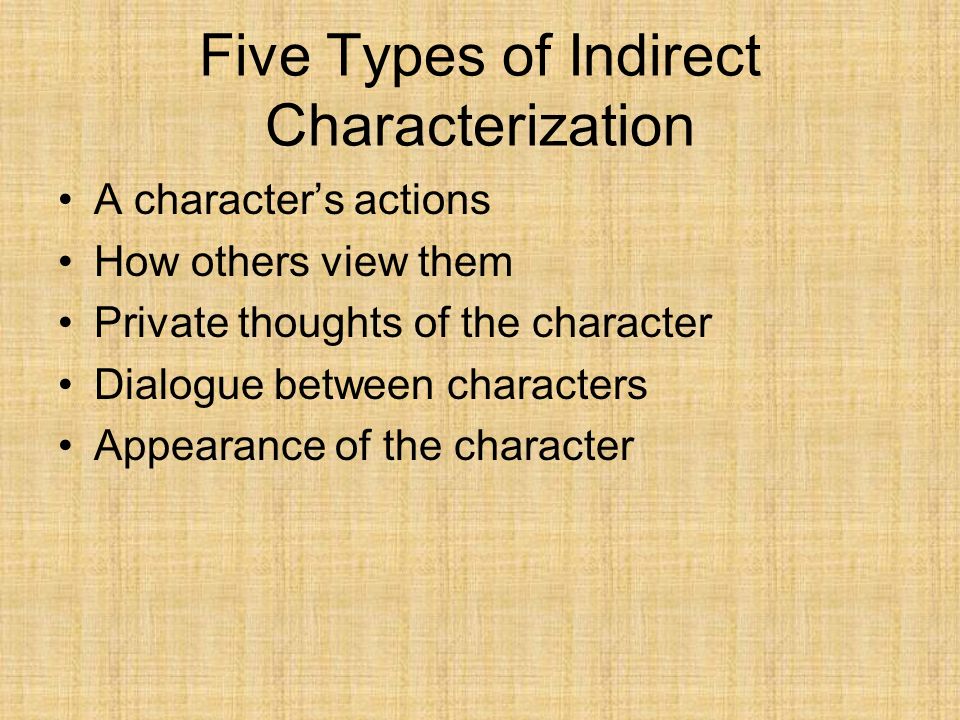 Five Types of Indirect Characterization