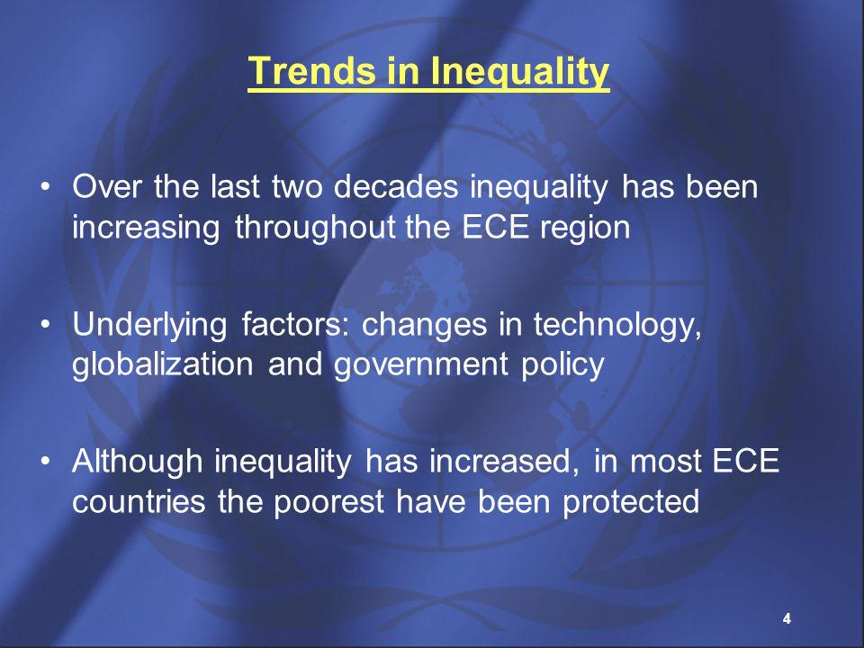 Trends in Inequality Over the last two decades inequality has been increasing throughout the ECE region.