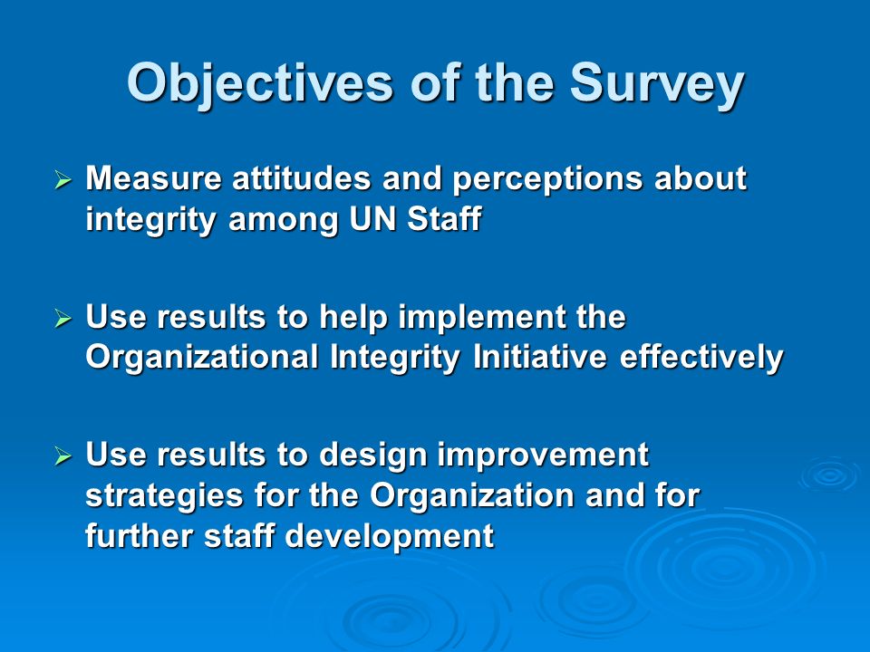 Objectives of the Survey